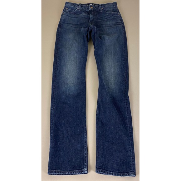 7 For All Mankind‎ Standard Jeans Straight Leg Men's Size 28x34 Blue Dark Wash - Picture 1 of 15